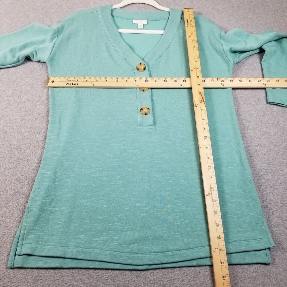 J.Jill Sweater Women's XS Extra Small Green Long Sleeve Stretch Knit V Neck Top - Picture 9 of 14